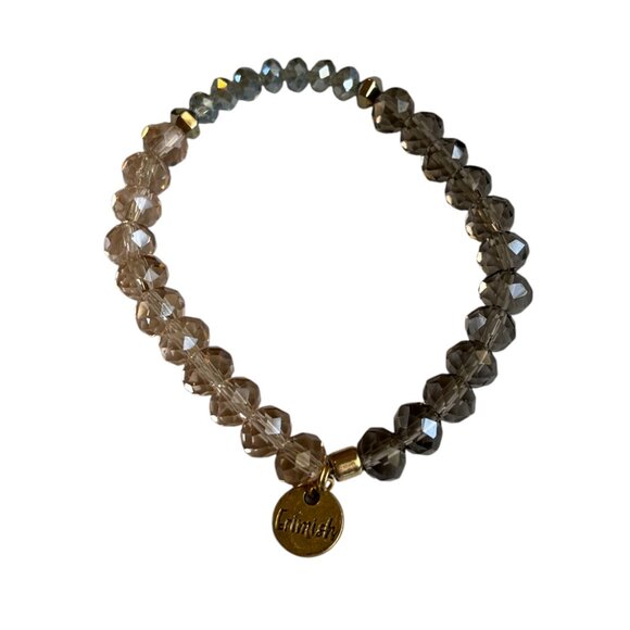 Erimish Pink and Gray Crystal Bracelet with Gold Charm - Picture 2 of 3